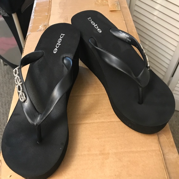 bebe flip flops rhinestone
